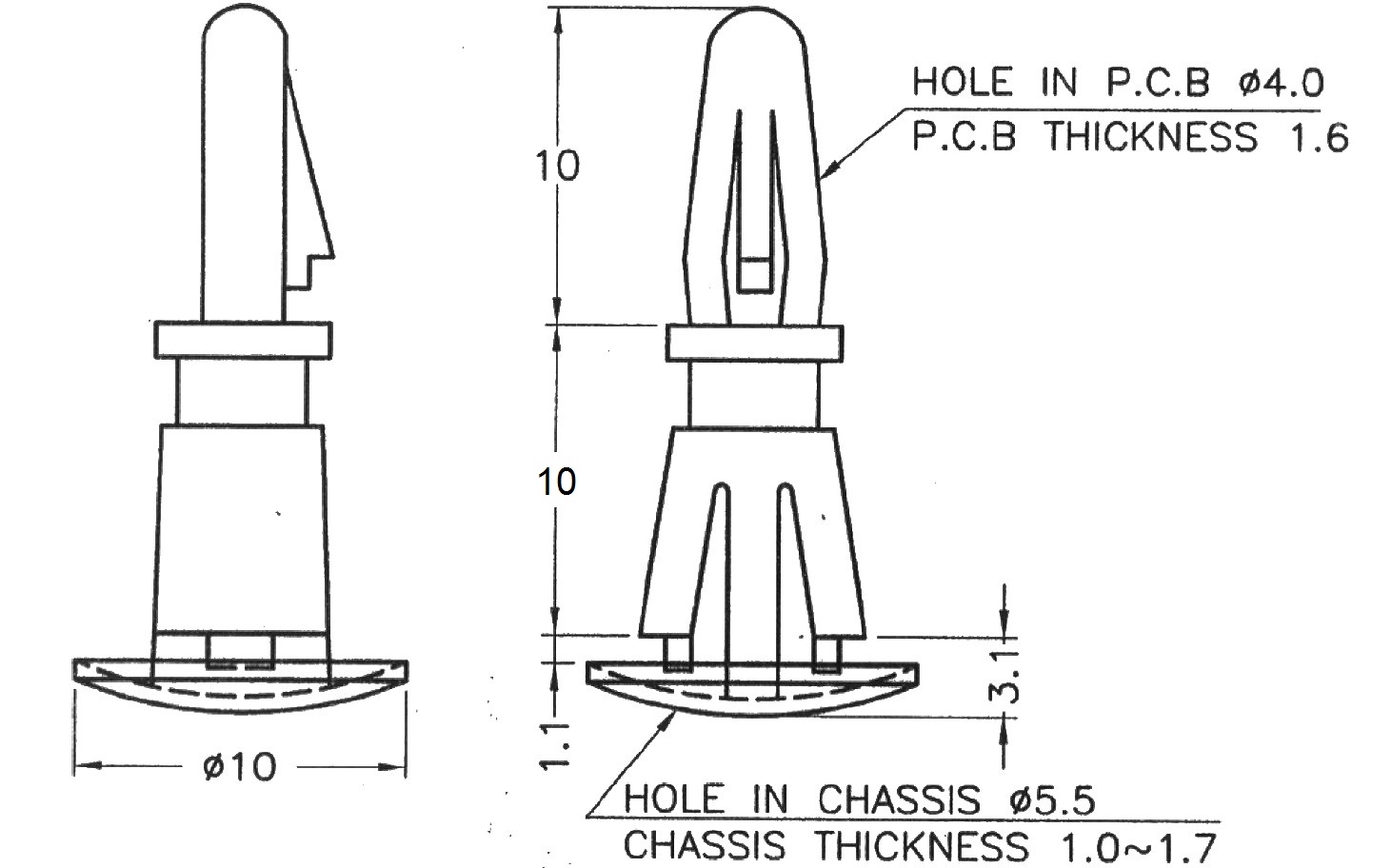 ספייסרים ננעלים מפלסטיק - 10MM